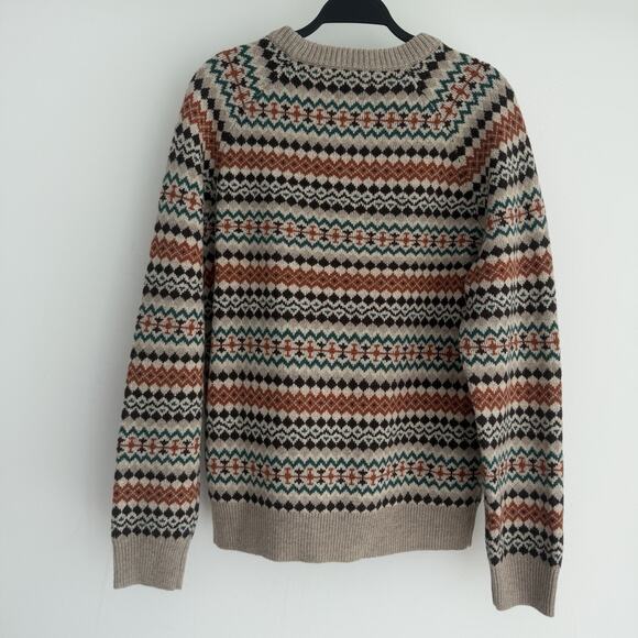 J.Crew Sweater Mens Medium Fair Isle Lambswool Knit Nordic Grandpa Crew Neck - Picture 8 of 16